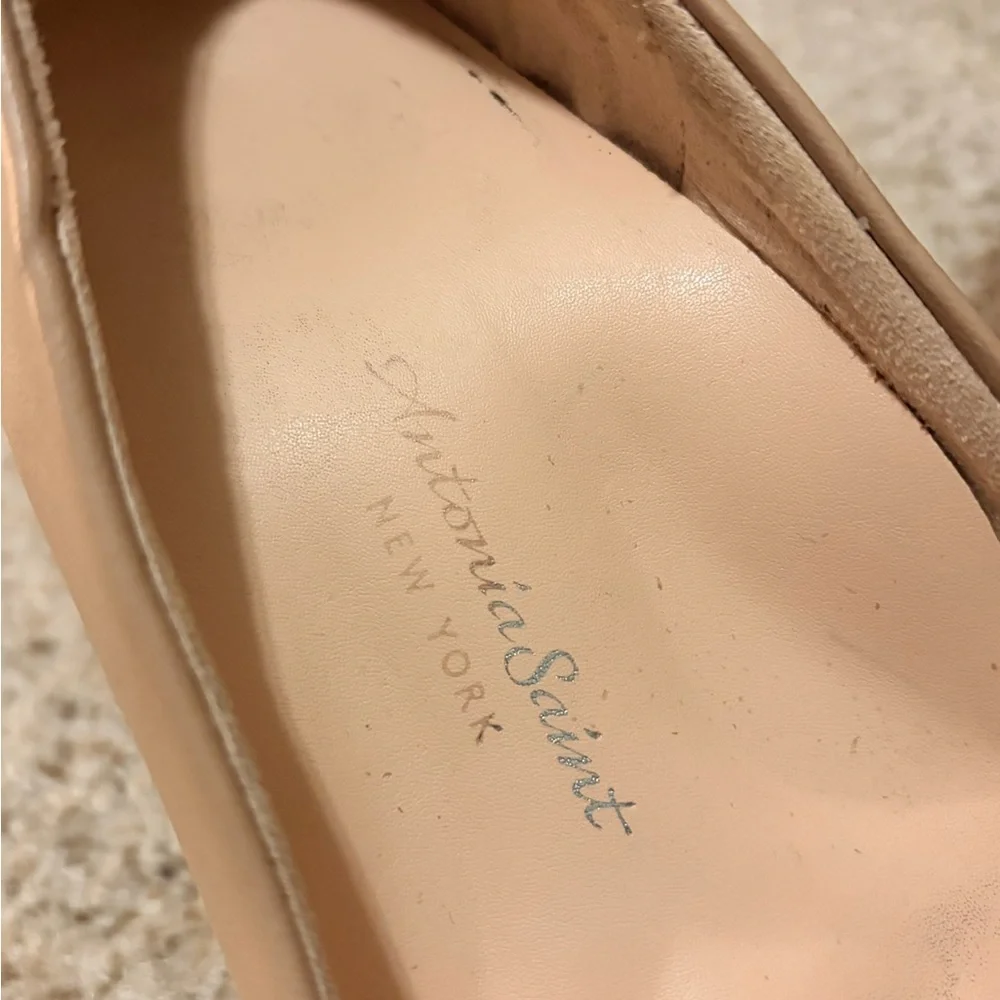 Antonia Saint NY All Occasion Nappa Leather Casual Woven Block Heel Pumps Almond